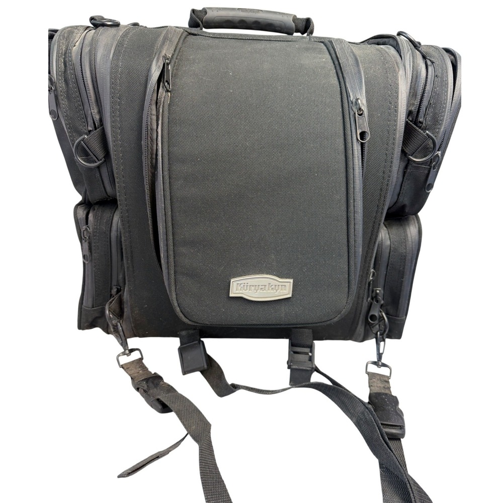 Kuryakyn Black Motorcycle Sissy Bar Luggage Bag‎ Touring Tail Bag with Straps